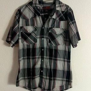Canyon Guide Outfitters Mens Plaid Pearl Snap Shirt Medium